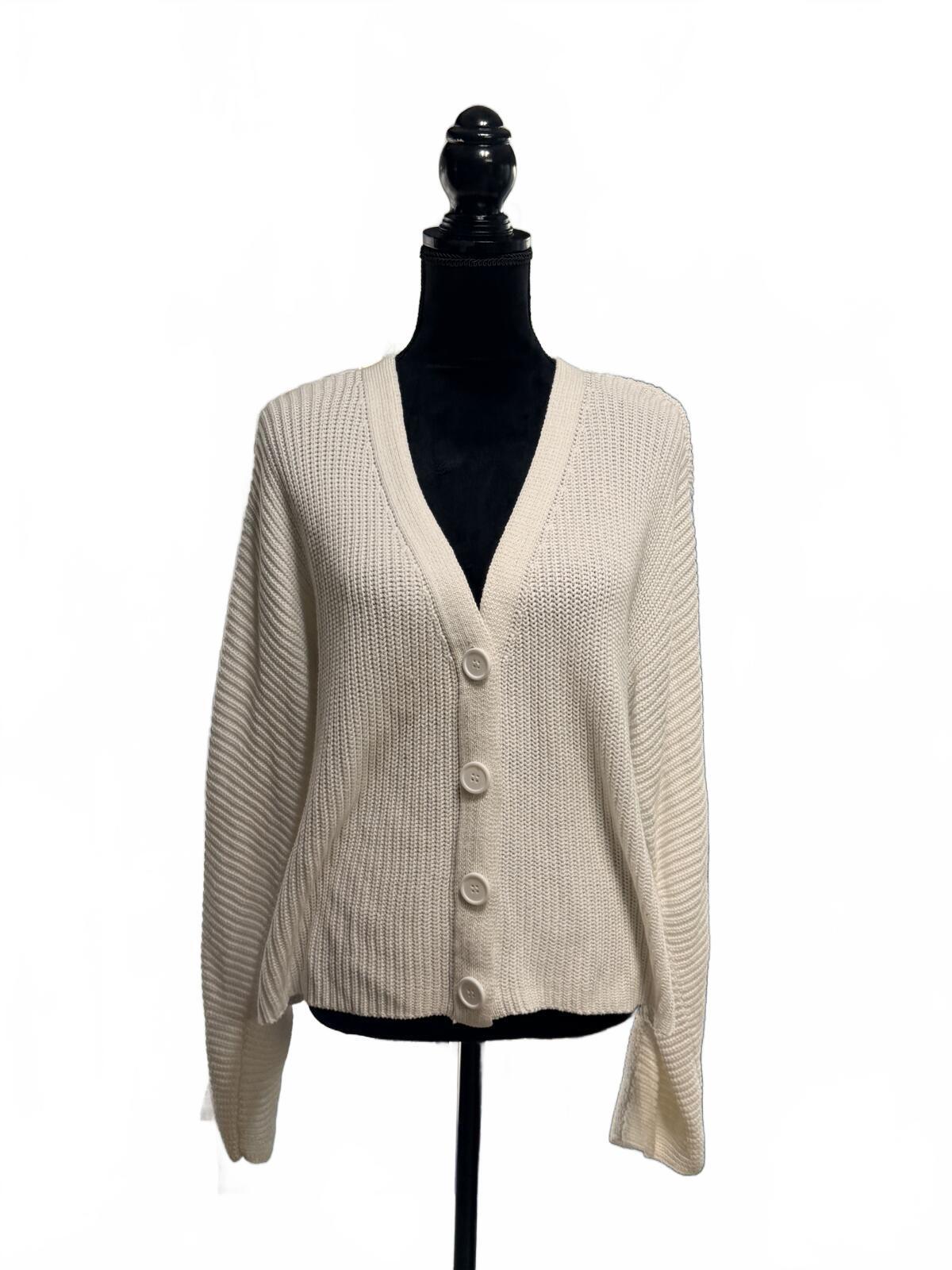 Forever 21+ Cardigan 3X Oatmeal Beige Ribbed Knit Oversized Button Up Soft Cozy