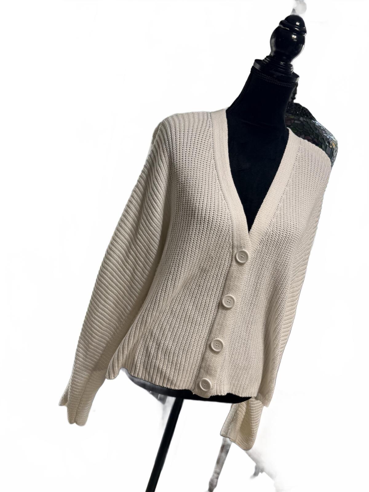 Forever 21+ Cardigan 3X Oatmeal Beige Ribbed Knit Oversized Button Up Soft Cozy