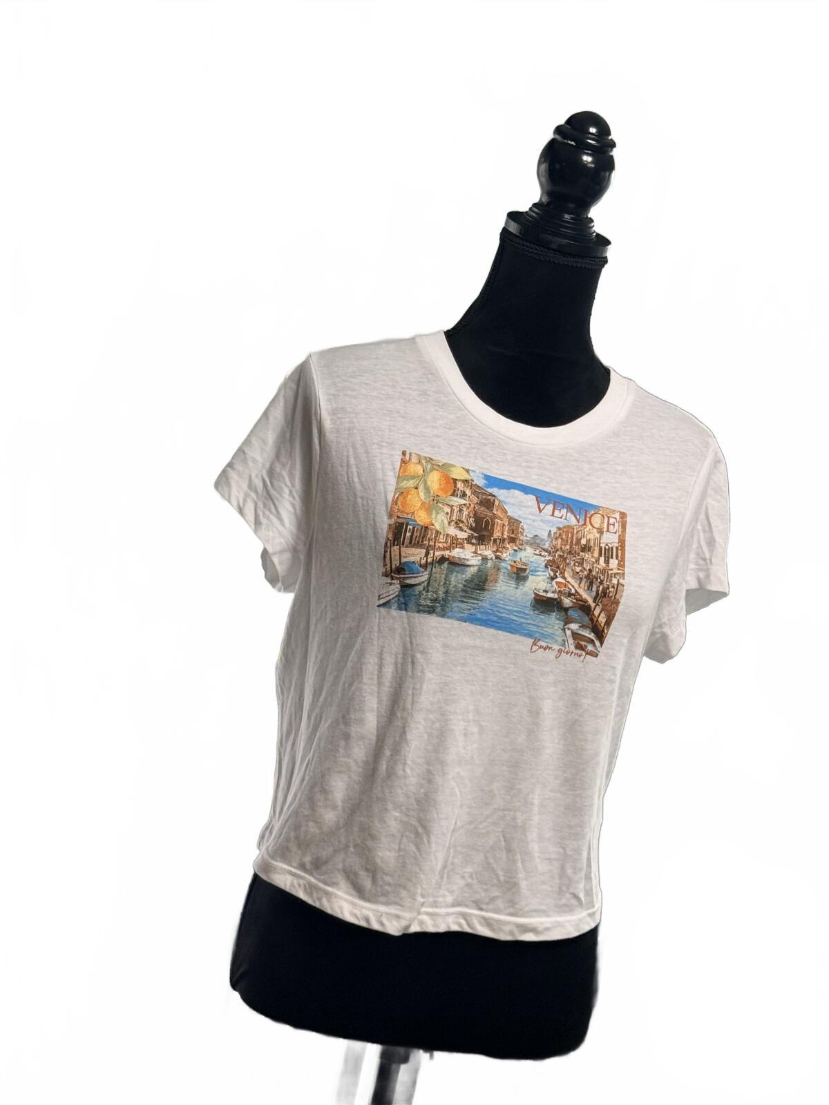 Wild Fable Venice Italy Graphic Tee White Short Sleeve T-Shirt Women’s Size L