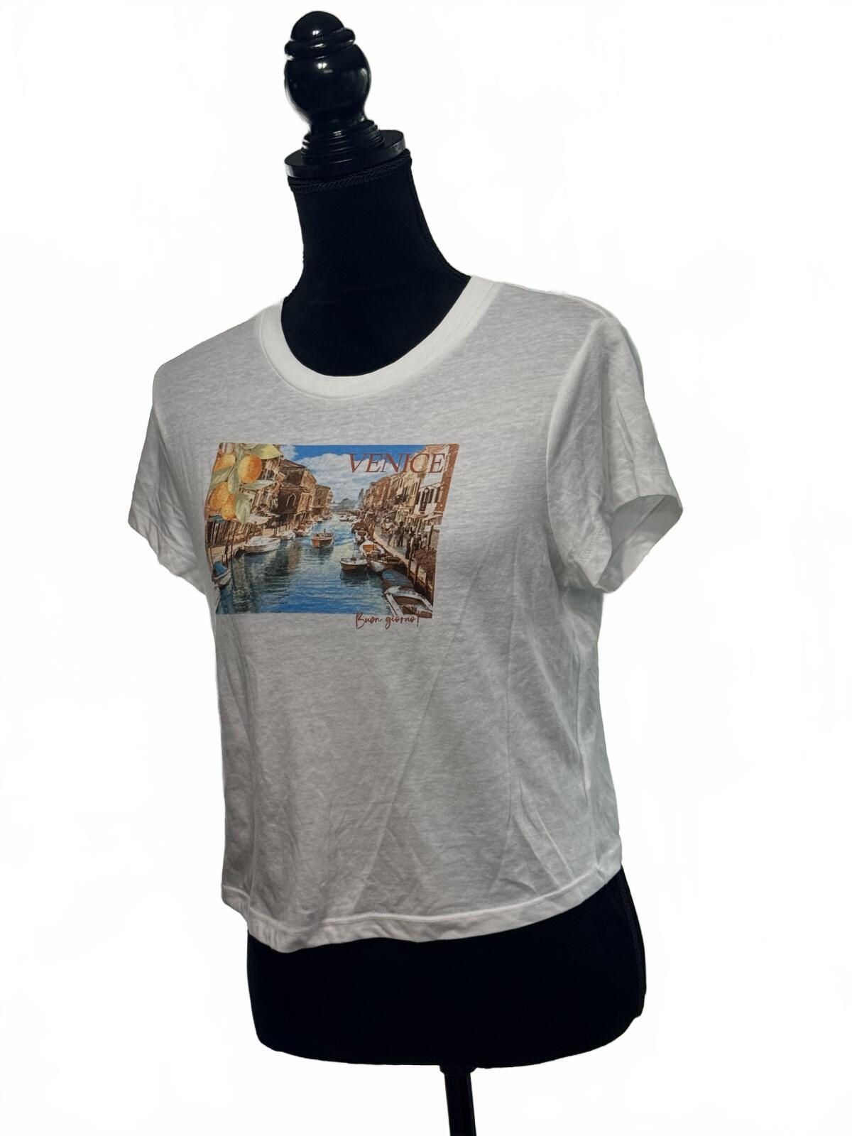 Wild Fable Venice Italy Graphic Tee White Short Sleeve T-Shirt Women’s Size L
