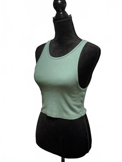 Zara Sage Green Ribbed Halter Tank Top Size Small S Minimalist Summer Cropped