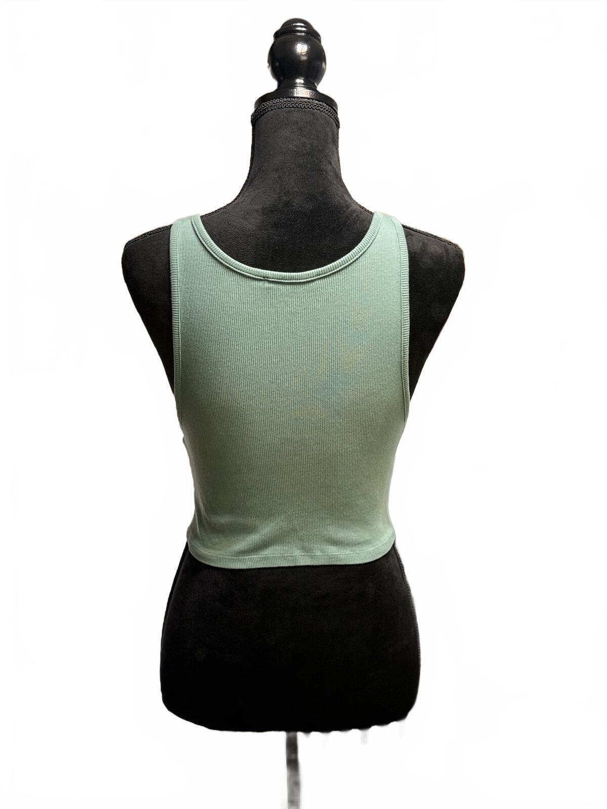 Zara Sage Green Ribbed Halter Tank Top Size Small S Minimalist Summer Cropped