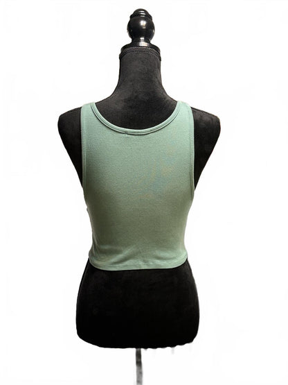 Zara Sage Green Ribbed Halter Tank Top Size Small S Minimalist Summer Cropped