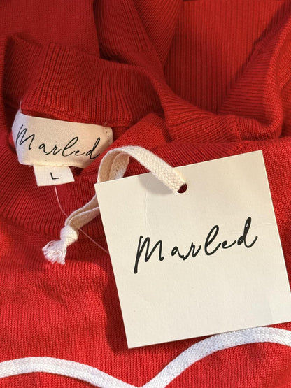 Marked Red Love Heart Graphic Sweater Pullover Knit Top Large Valentine’s Day