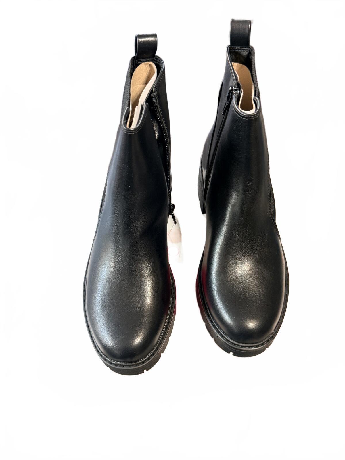 Chic Black Lug Sole Chelsea Ankle Boots Girls multiple sizes