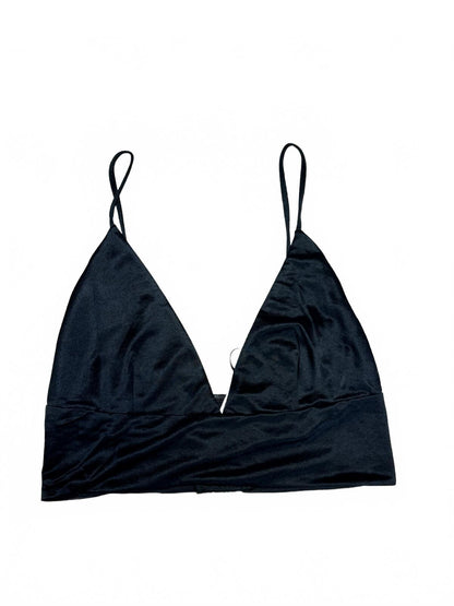 Zara Black Satin Bow Nwt Crop Top Y2K Coquette Party Bralette Cami L