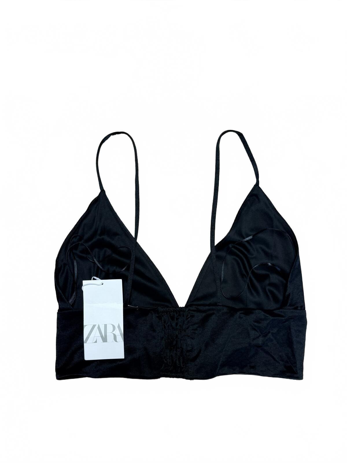Zara Black Satin Bow Nwt Crop Top Y2K Coquette Party Bralette Cami L