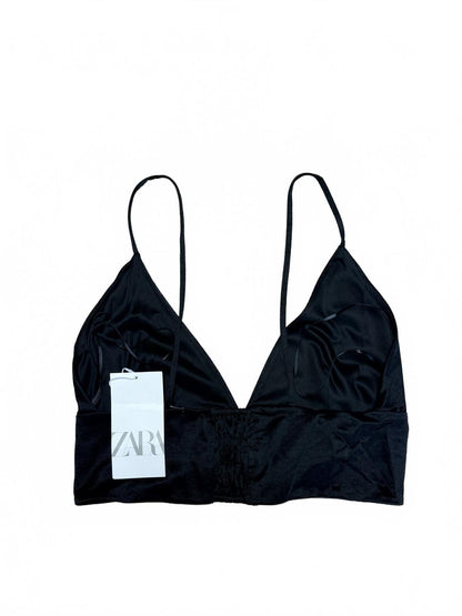 Zara Black Satin Bow Nwt Crop Top Y2K Coquette Party Bralette Cami L
