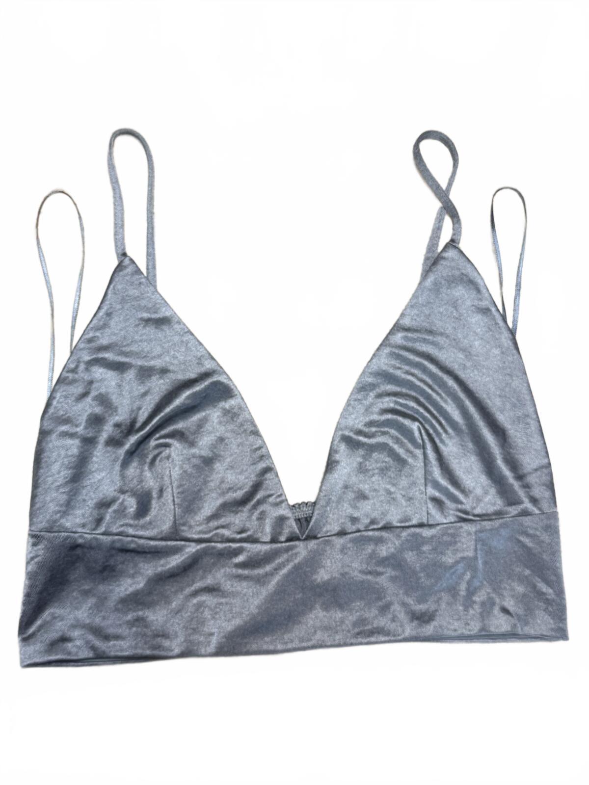 Zara Silver-Grey Strappy bralette top Size L NWT Y2K