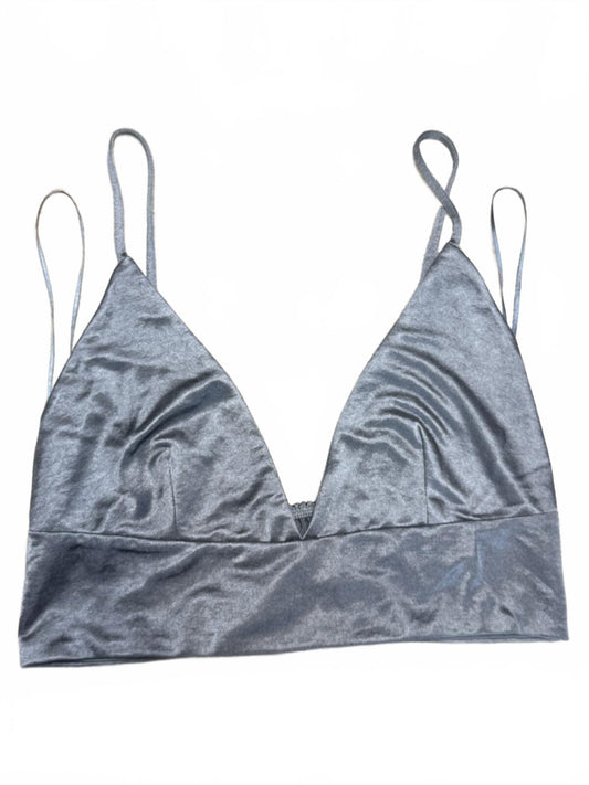 Zara Silver-Grey Strappy bralette top Size L NWT Y2K