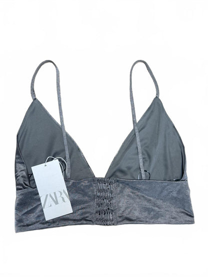 Zara Silver-Grey Strappy bralette top Size L NWT Y2K