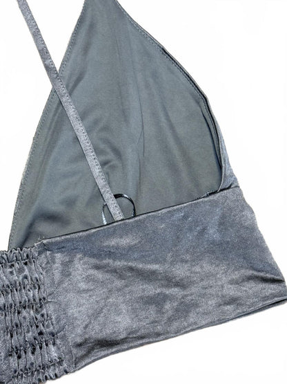 Zara Silver-Grey Strappy bralette top Size L NWT Y2K