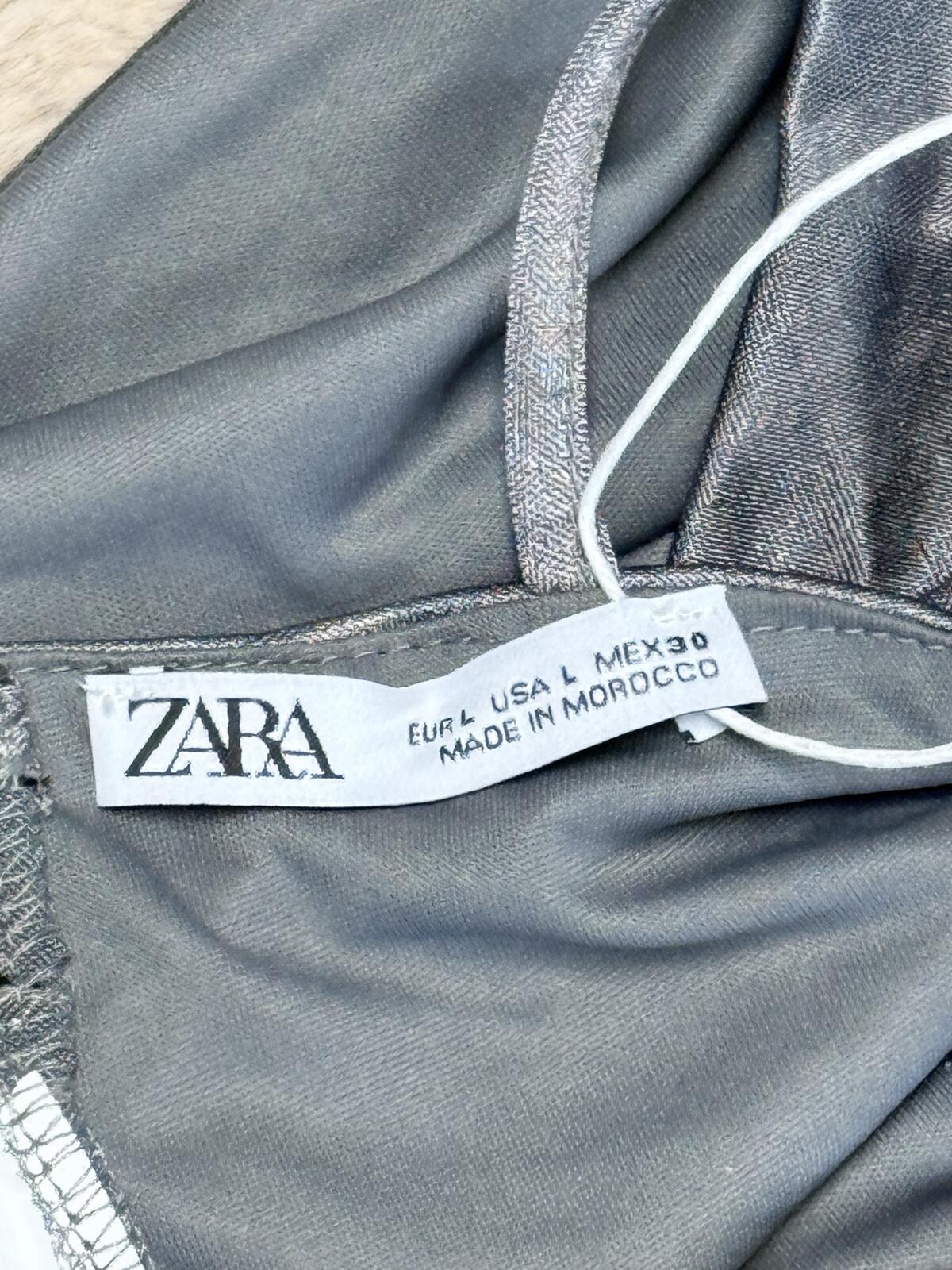 Zara Silver-Grey Strappy bralette top Size L NWT Y2K