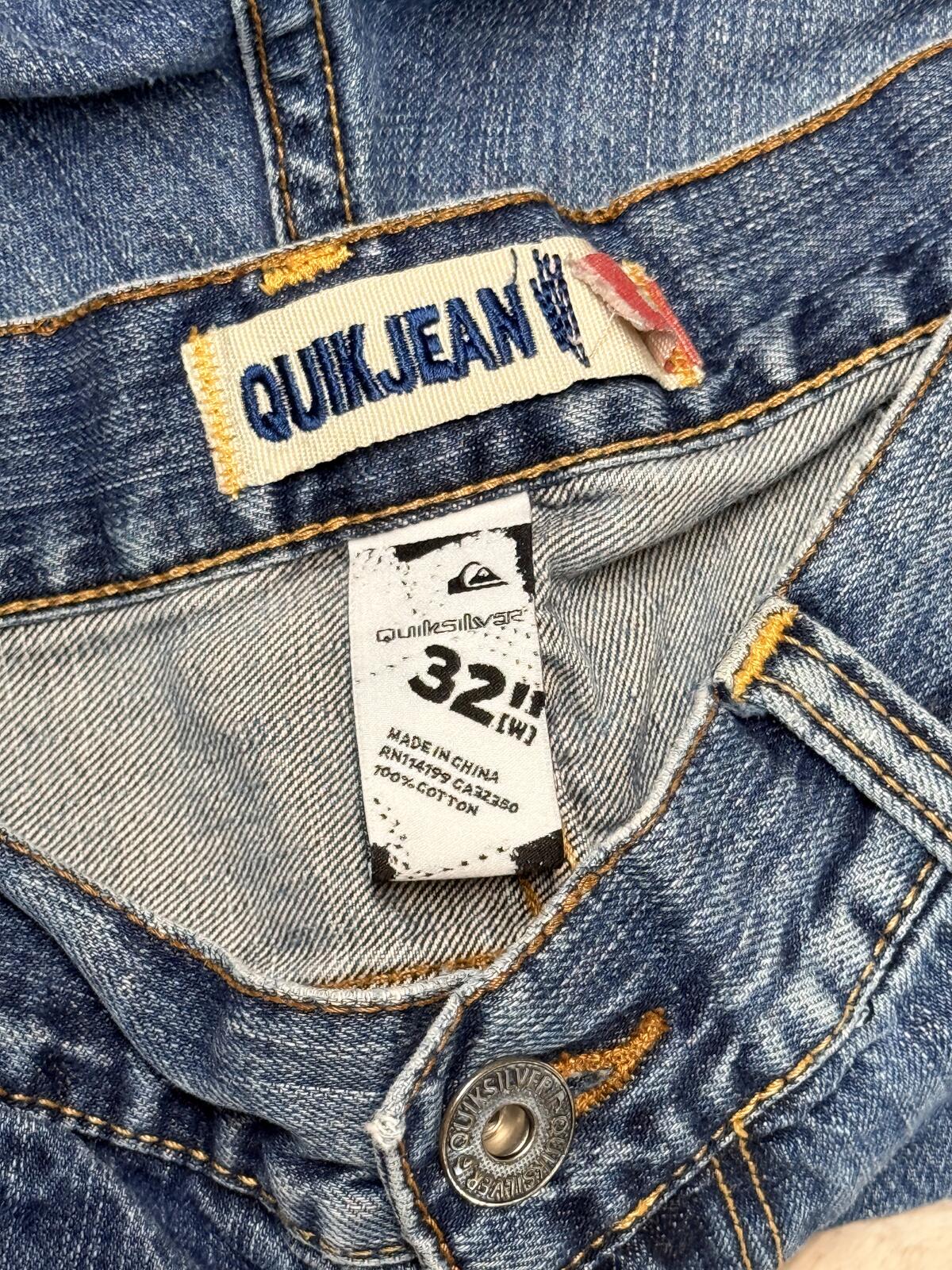 Vintage Quiksilver QuikJean 32 Skater Denim Y2K Baggy Wide Leg Surf 90s Jeans