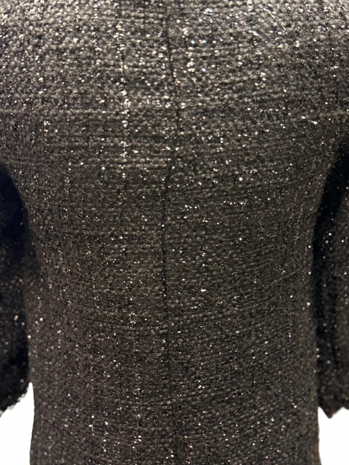 Zara Basic Black Tweed Jacket Mini Dress Textured Frayed Hem Coat Size XS  VTG