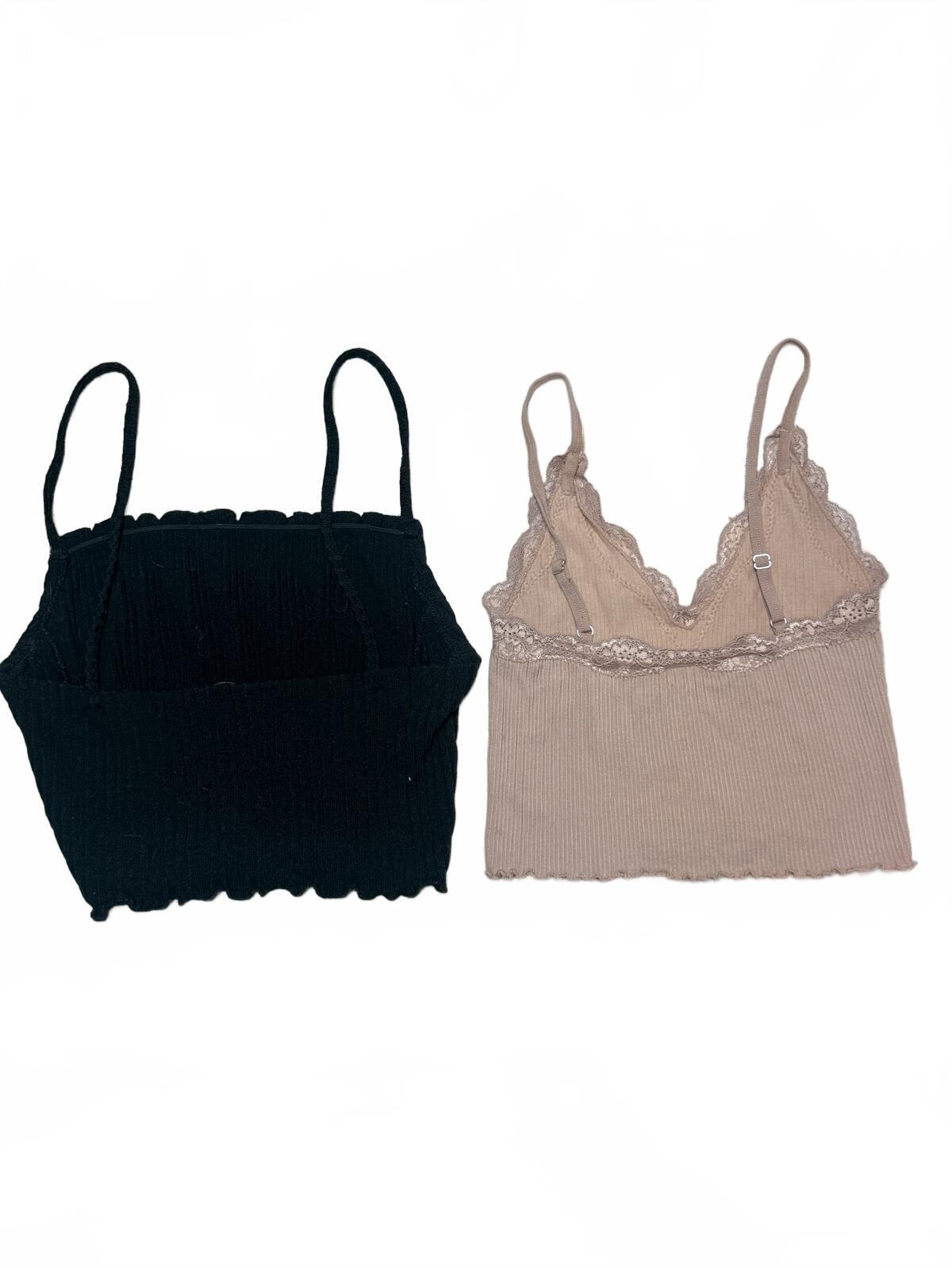 Forever 21 SHEIN Cami Top Bundle S Black Ribbed Mauve Lace Trim Cropped Y2K