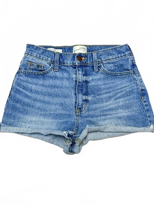 Universal Thread High Rise Midi Jean Shorts Denim Cut Off Medium Wash Size 4/27
