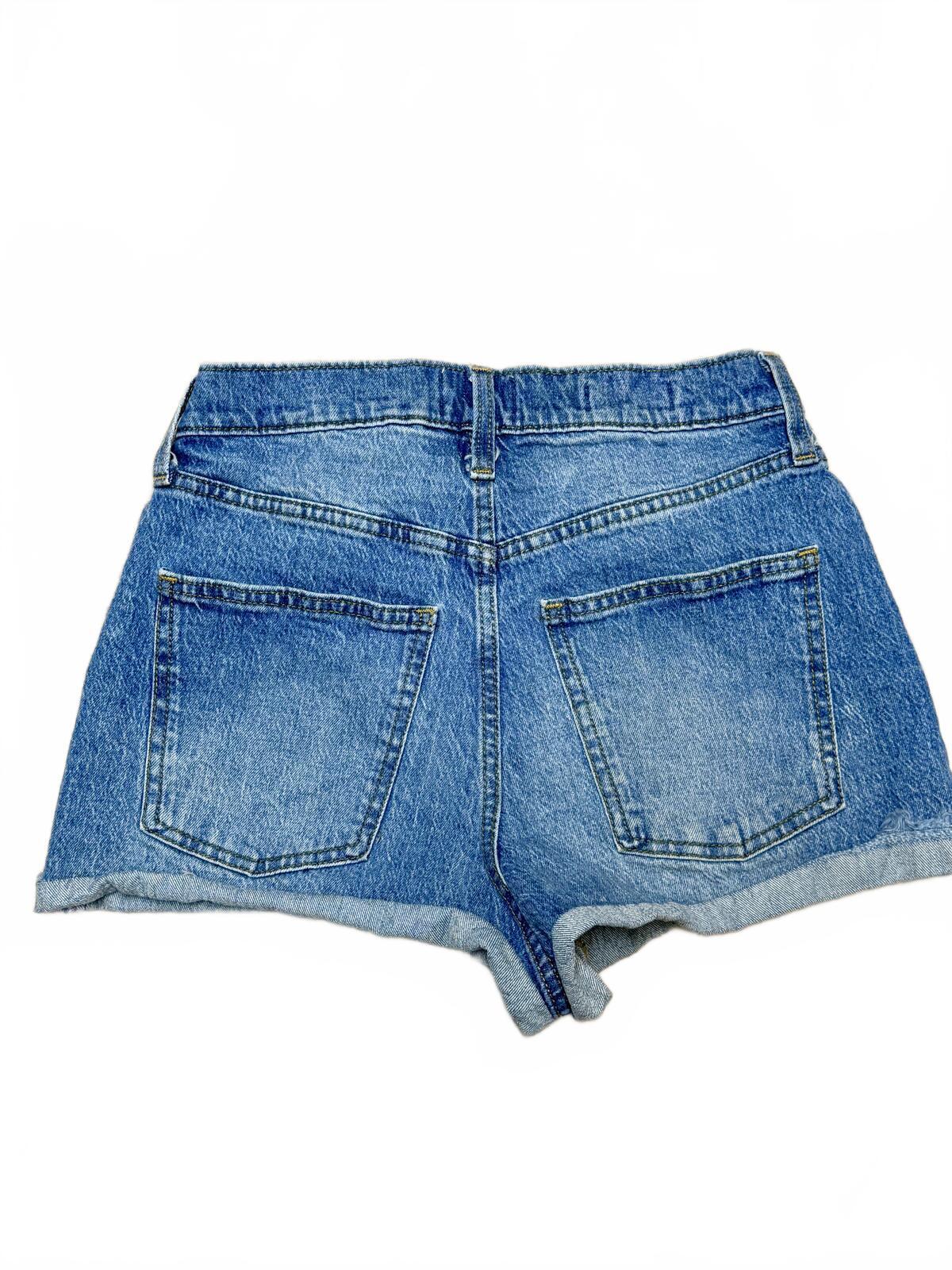 Universal Thread High Rise Midi Jean Shorts Denim Cut Off Medium Wash Size 4/27