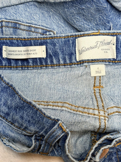Universal Thread High Rise Midi Jean Shorts Denim Cut Off Medium Wash Size 4/27