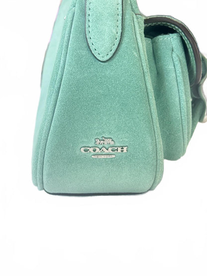 Coach Ashton Suede Shoulder Bag Mint Green Y2K Style Mini Crossbody Purse Silver