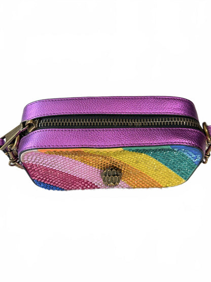 Kurt Geiger Kensington Rainbow Leather Crossbody Bag Crystal Eagle Chain Handbag