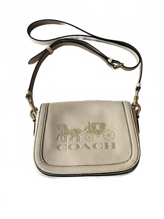 Coach Horse And Carriage Leather Camera Bag Crossbody Cream Beige Authentic