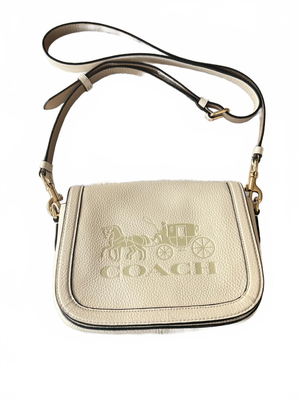Coach Horse And Carriage Leather Camera Bag Crossbody Cream Beige Authentic
