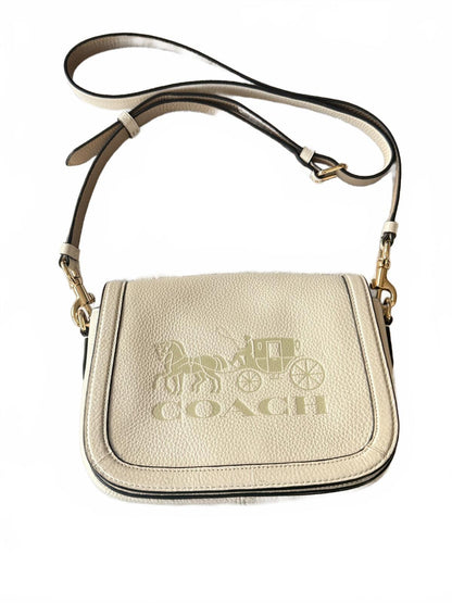 Coach Horse And Carriage Leather Camera Bag Crossbody Cream Beige Authentic