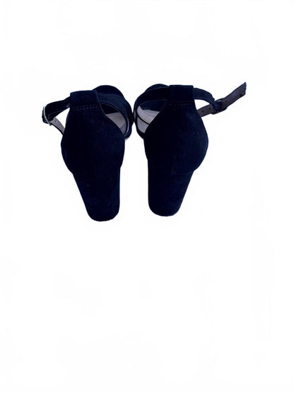 Merona Black Suede Ankle Strap Sandals | Minimalist Y2K Vintage-Inspired Dressy