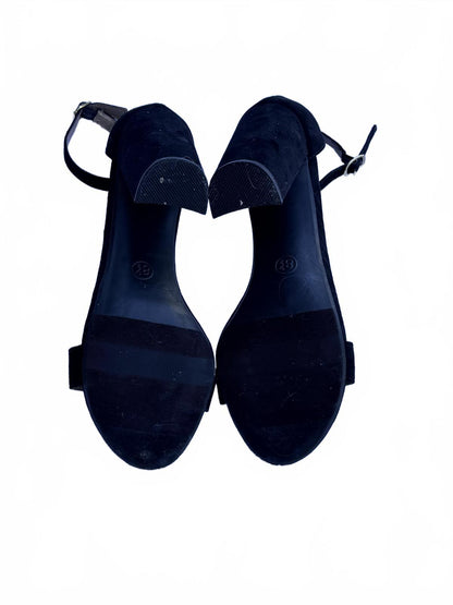 Merona Black Suede Ankle Strap Sandals | Minimalist Y2K Vintage-Inspired Dressy