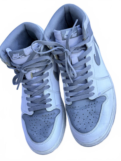 Nike Air Jordan 1 Mid Light Blue Leather High Top Sneaker Shoes Streetwear men