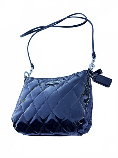 Coach Quilted Nylon Crossbody Bag Navy Blue Purple Shoulder Puffer Handbag Purse