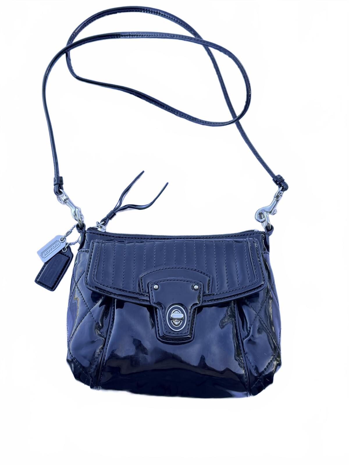 Coach Quilted Nylon Crossbody Bag Navy Blue Purple Shoulder Puffer Handbag Purse