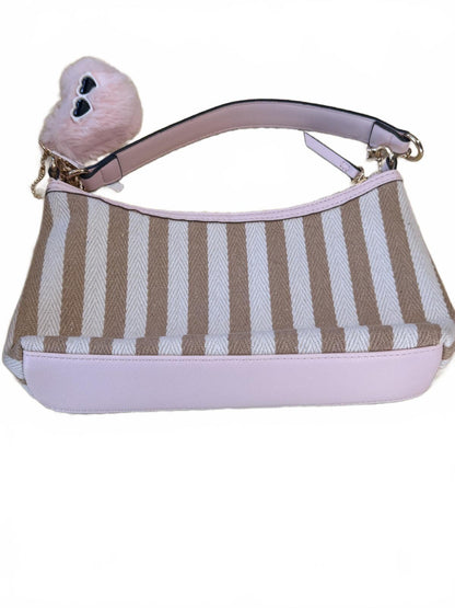 Juicy Couture Y2K Coquette Striped Shoulder Bag Pink Beige Monogram Lined Hobo