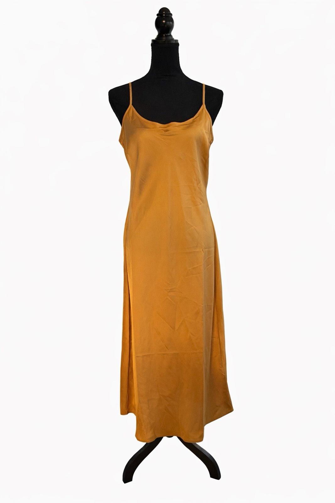Levi’s Womens Slip Dress XL Mustard Yellow Midi Spaghetti Strap V Neck NWT