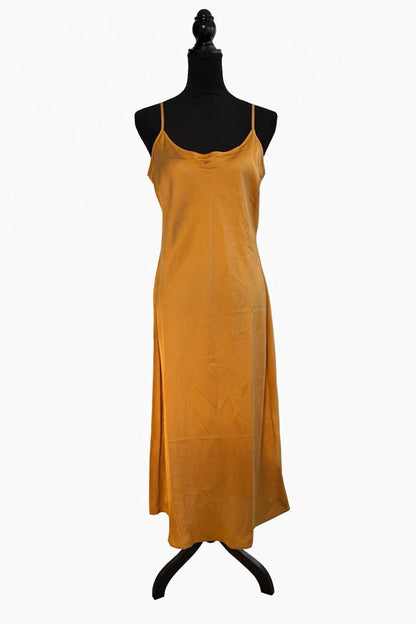 Levi’s Womens Slip Dress XL Mustard Yellow Midi Spaghetti Strap V Neck NWT