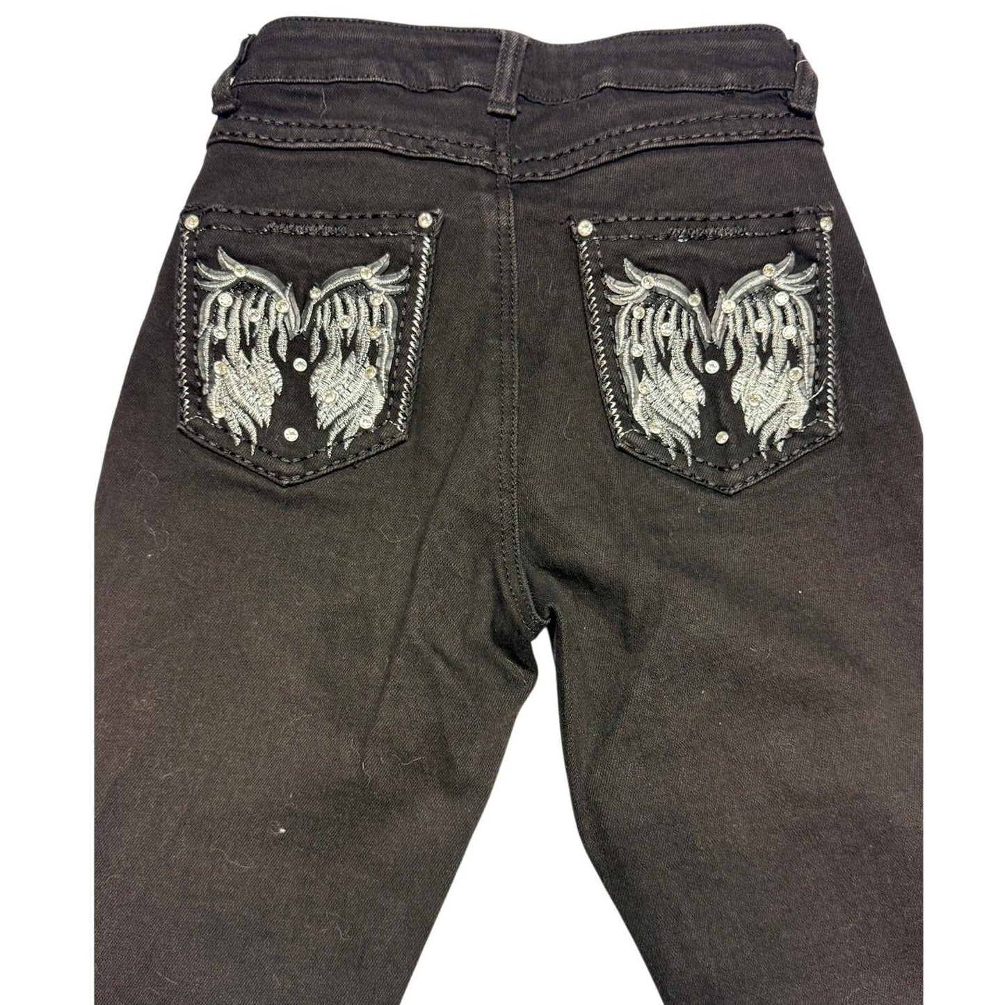 moda bootcut dark demin jeans with embellished back pockets
