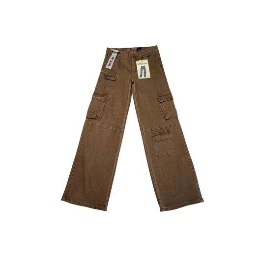 VIP Jeans Brown Cargo Pants Women Size 7/28 Wide Leg Y2K Streetwear NWT Vintage