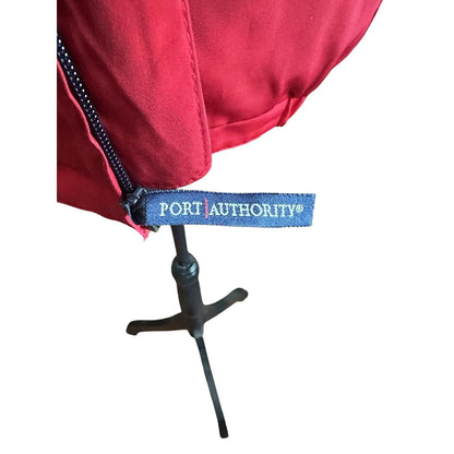 Vintage Port Authority Mens Large Red Windbraker Jacket w/ Hiding Hoodie!