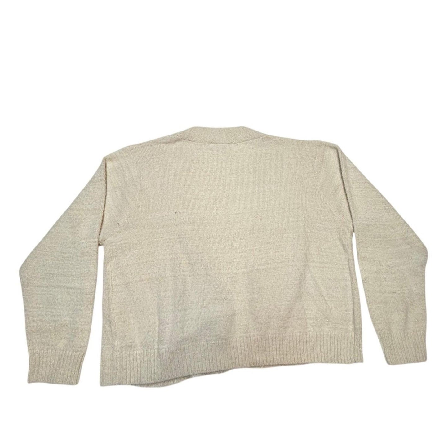 Sweet Kizz 3X Cream Open Front Cardigan Sweater Shimmer Knit Plus Size Cozy Soft