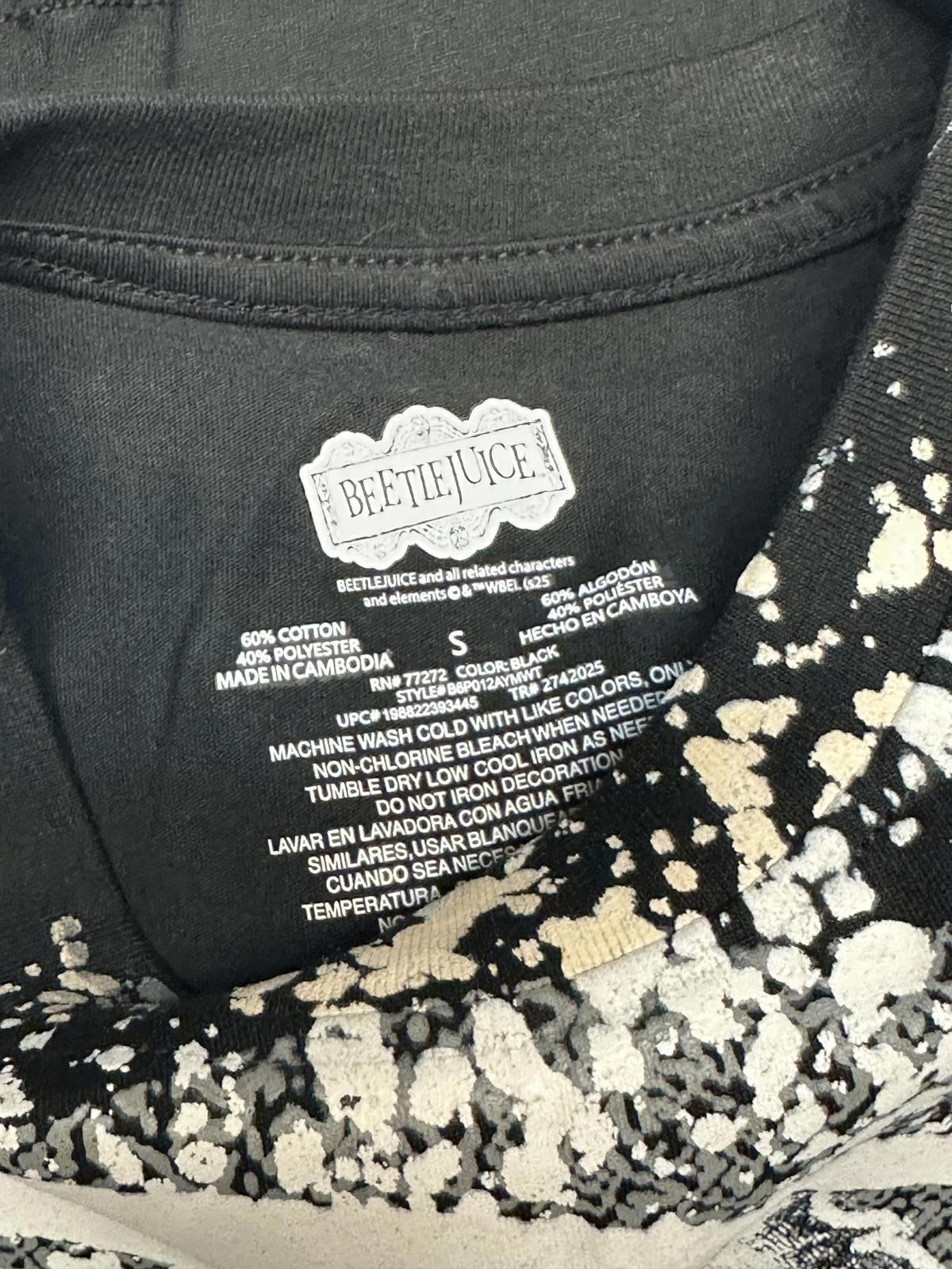 Beetlejuice Graphic Black T-Shirt with Splatter Design