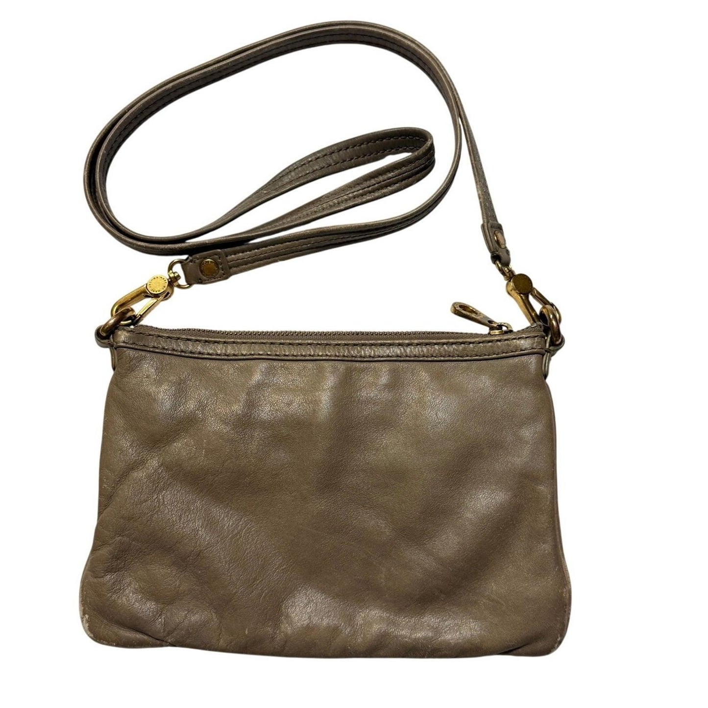 Marc Jacobs Brown Leather Crossbody BagSmall Zip Shoulder Purse Adjustable Strap