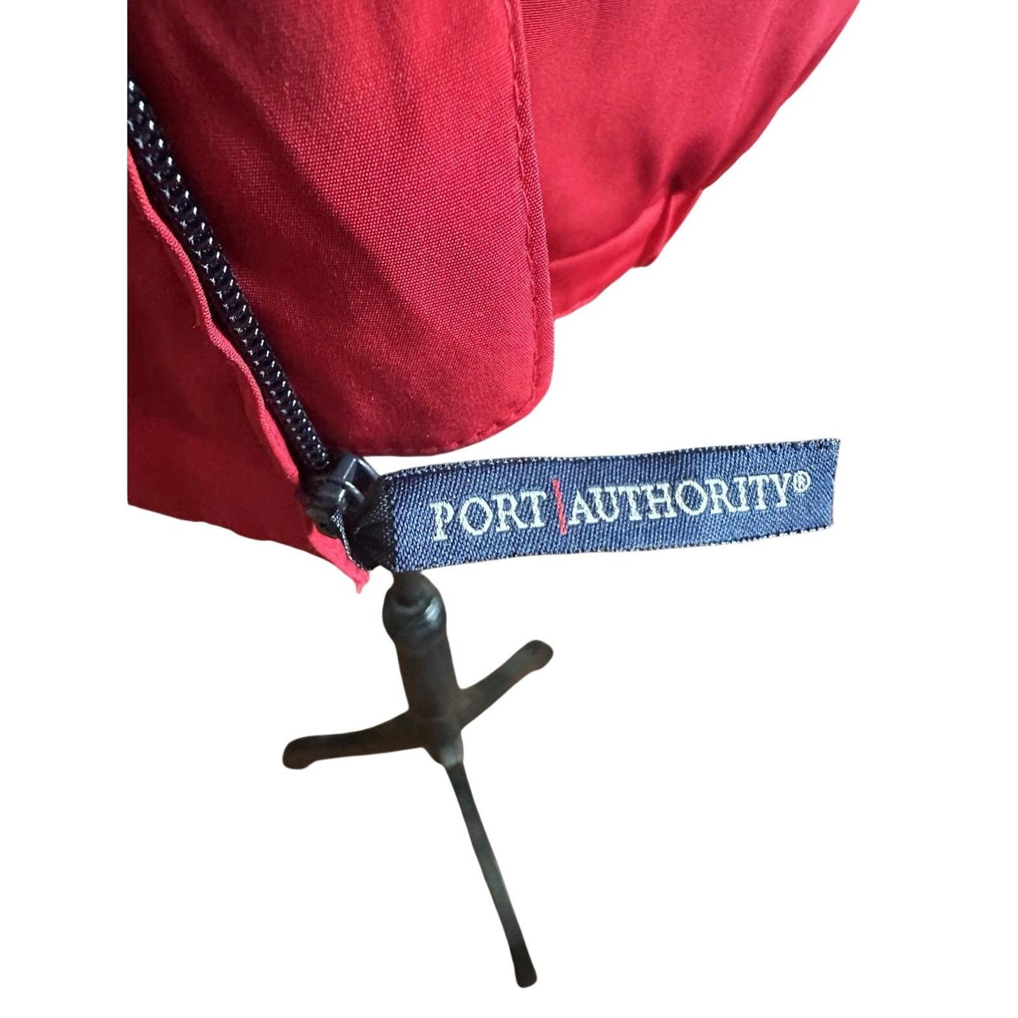 Vintage Port Authority Mens Large Red Windbraker Jacket w/ Hiding Hoodie!