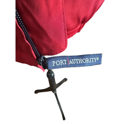Vintage Port Authority Mens Large Red Windbraker Jacket w/ Hiding Hoodie!