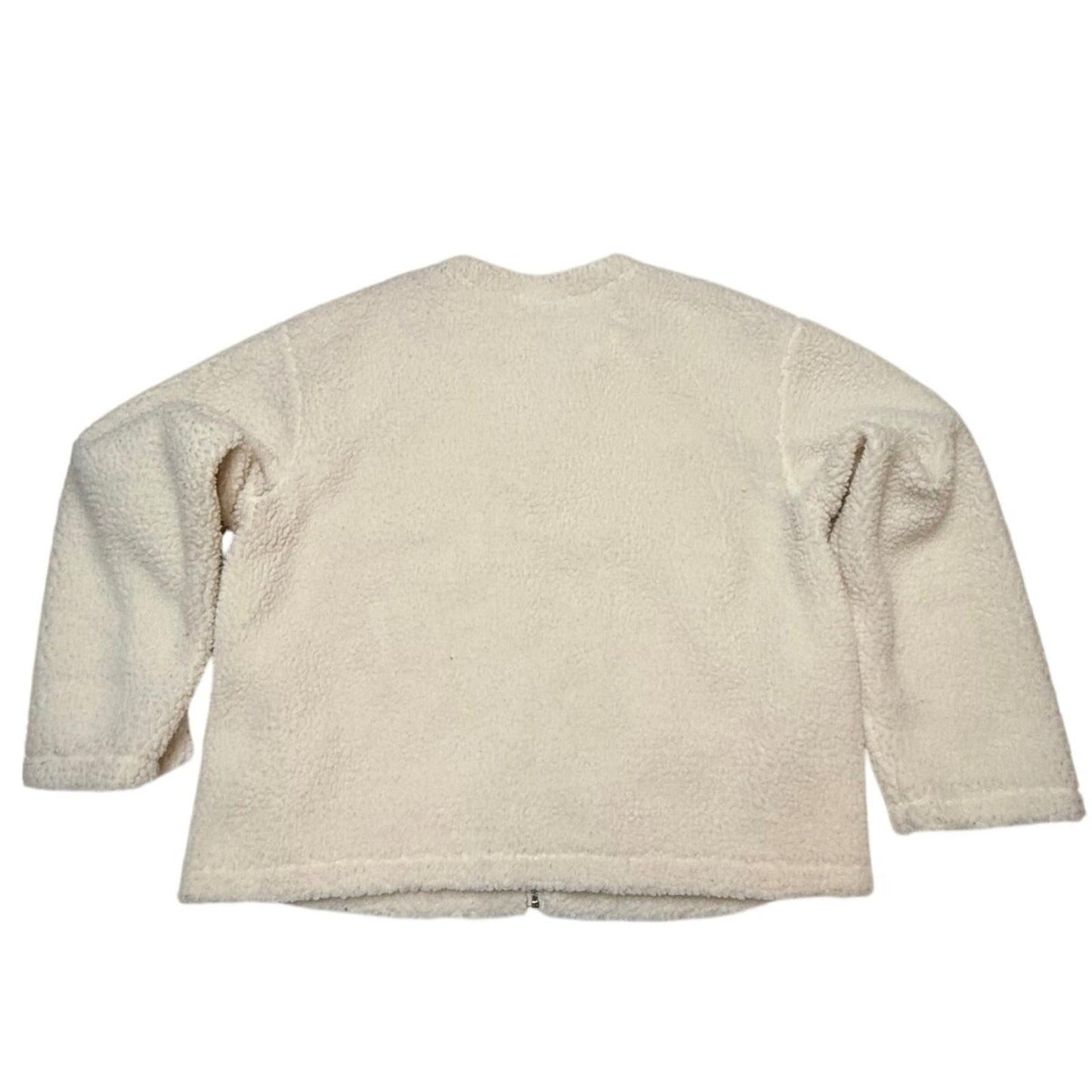 Calvin Klein Sherpa Fleece Jacket Womens L Cream Full Zip Teddy