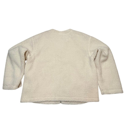 Calvin Klein Sherpa Fleece Jacket Womens L Cream Full Zip Teddy
