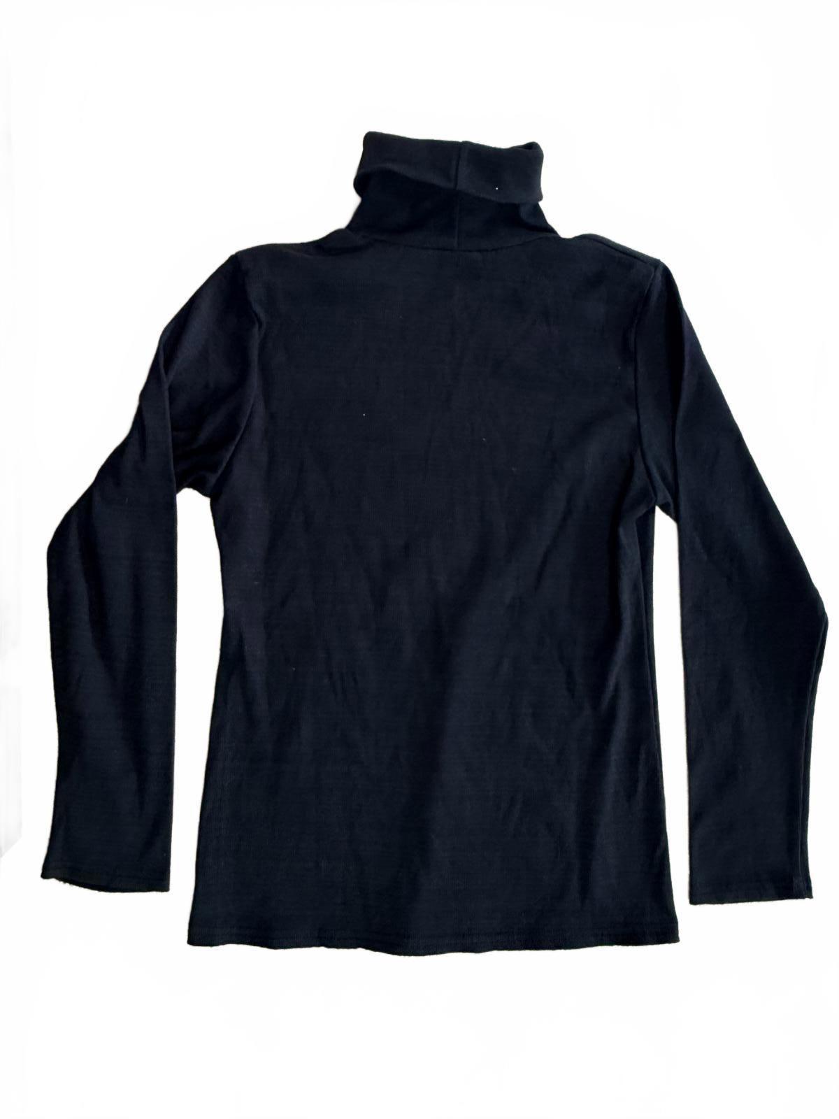 Vintage 90s Womens Black Turtleneck Shirt XL Long Sleeve