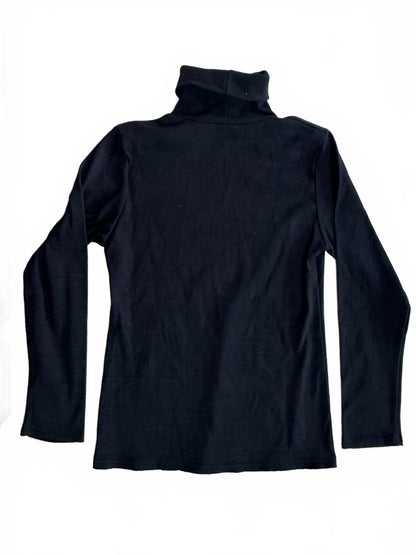 Vintage 90s Womens Black Turtleneck Shirt XL Long Sleeve