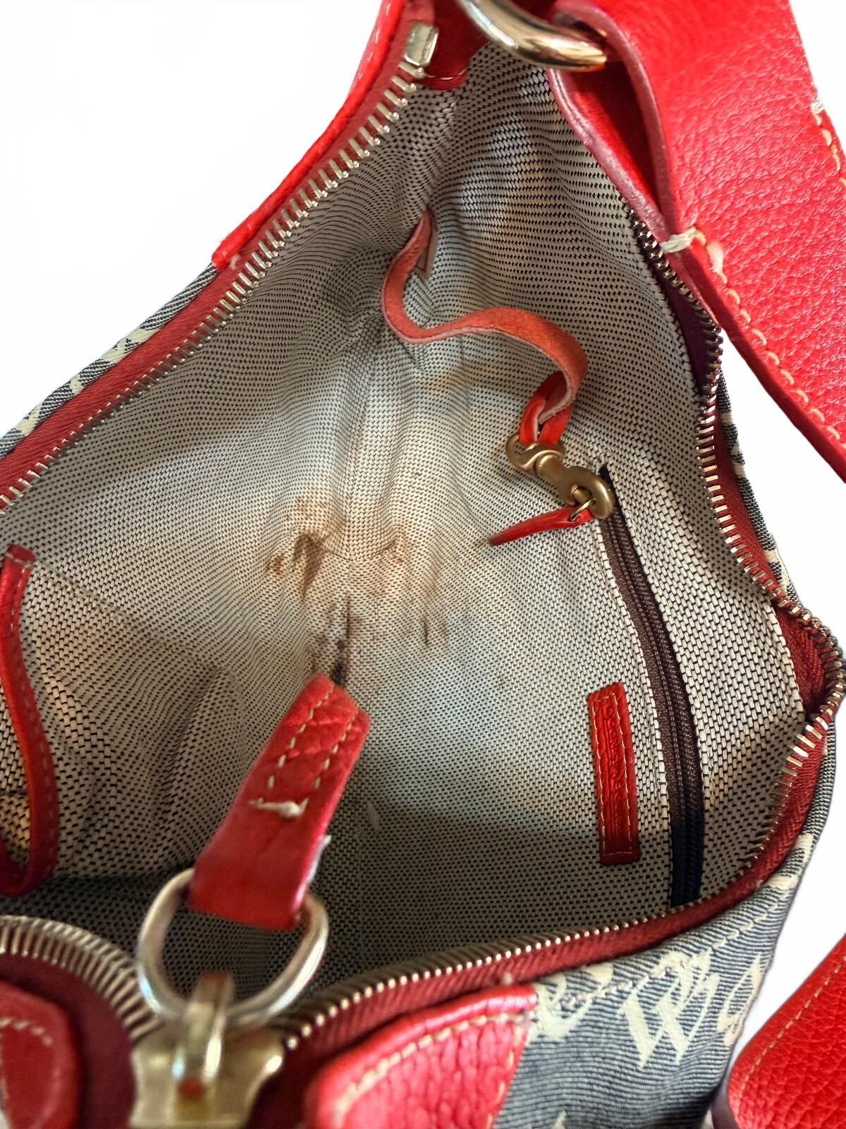 Dooney & Bourke Vintage Red Leather Logo Monogram Hobo Shoulder Bag