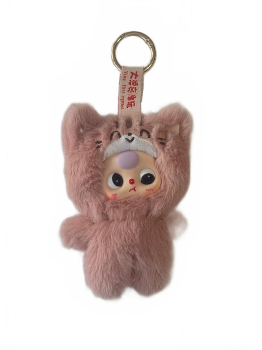 Popmart Baby Plush Keychain Pink Furry Cute Doll Accessory Y2K Trendy Charm